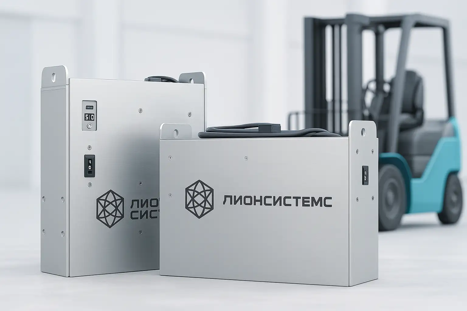 электропогрузчик с подключённой литий-ионной АКБ