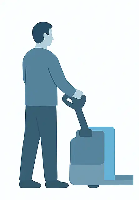 PROMPT: изометрическая инфографика — электротележка с литий-ионной АКБ Lionsystems, минималистичный стиль, серо-голубая гамма, без текста